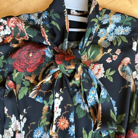 Alice+Olivia 'Breann' 3/4 Sleeve Floral Print Tiered dress, 0, GD1132 - Picture 2 of 5